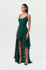 Chiffon Asymmetric Ruffle Dress