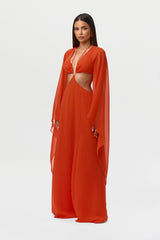 Chiffon Cutout Maxi Dress