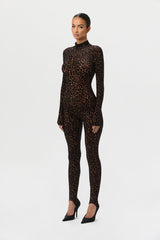 Burnout Leopard Stirrup Jumpsuit