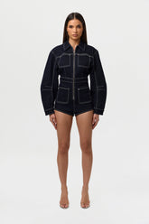Denim Zip Up Romper