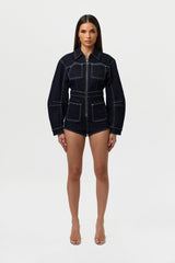 Denim Zip Up Romper