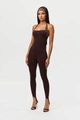 Naked Halter Print Stirrup Jumpsuit