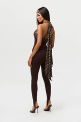 Naked Halter Print Stirrup Jumpsuit