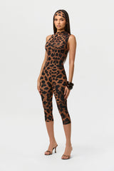 Naked Print Sleeveless Capri Jumpsuit