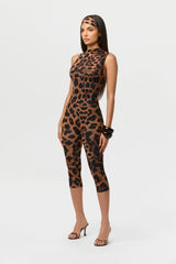 Naked Print Sleeveless Capri Jumpsuit