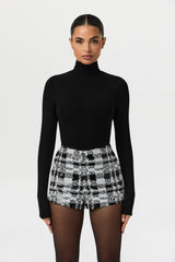 Sequin Plaid Hot Pants