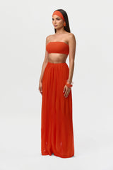 Chiffon Pleated Wide Leg Pants