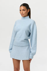 Pleated Knit Sweater Mini Skirt
