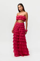 Chiffon Ruffle Wide Leg Pants
