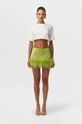 Satin Feather Mini Skirt
