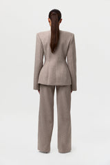 Chevron Wide-Leg Suit Pant