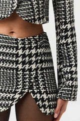 Houndstooth Plaid Mini Skirt