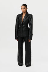 Quilted Vegan Leather Wide Leg Pants