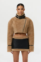 Sherpa Vegan Leather Mini Skirt