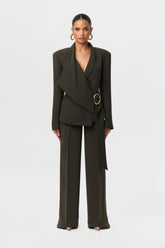Suiting Pleated Wide-Leg Pants