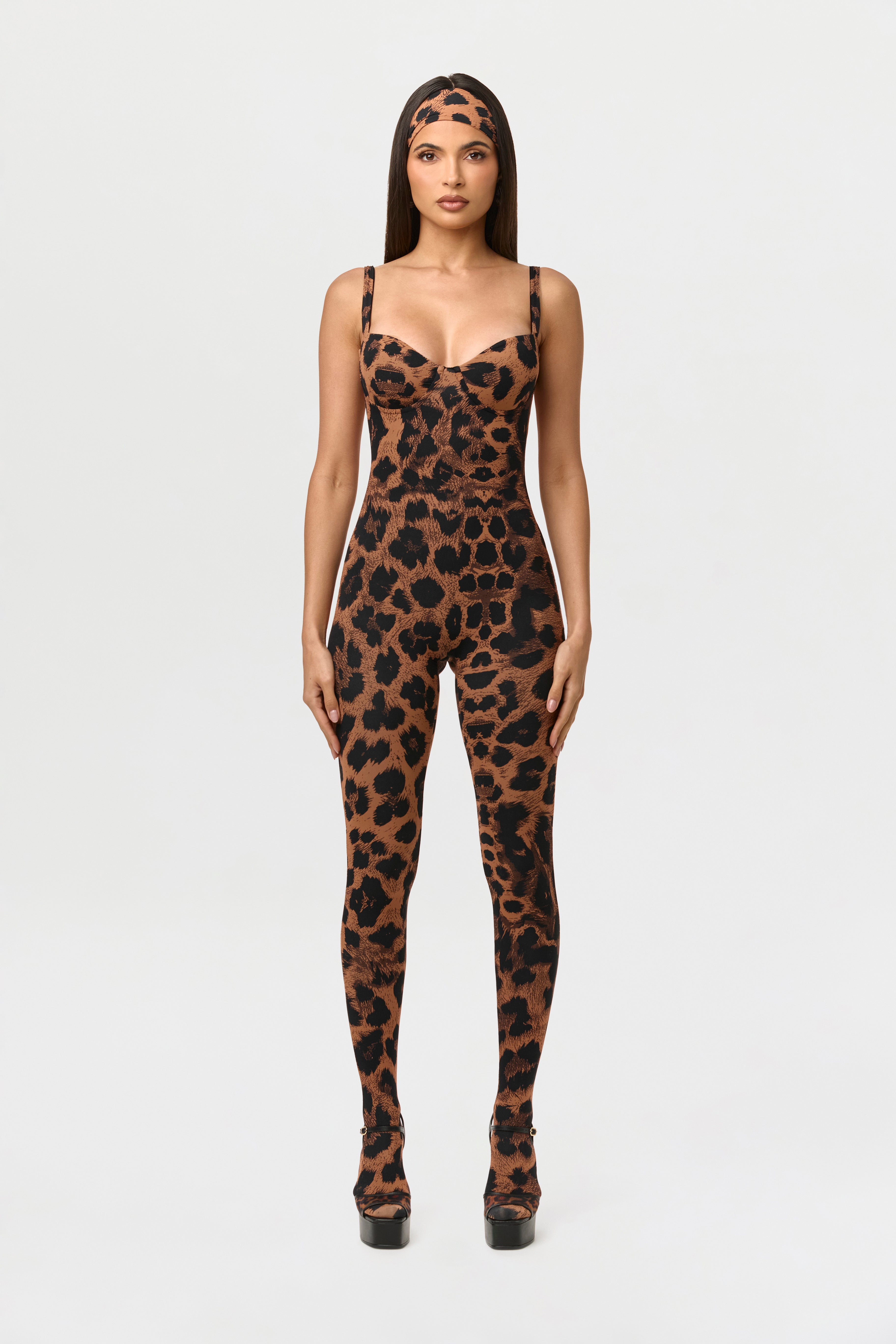 Naked Print Open Back Jumpsuit