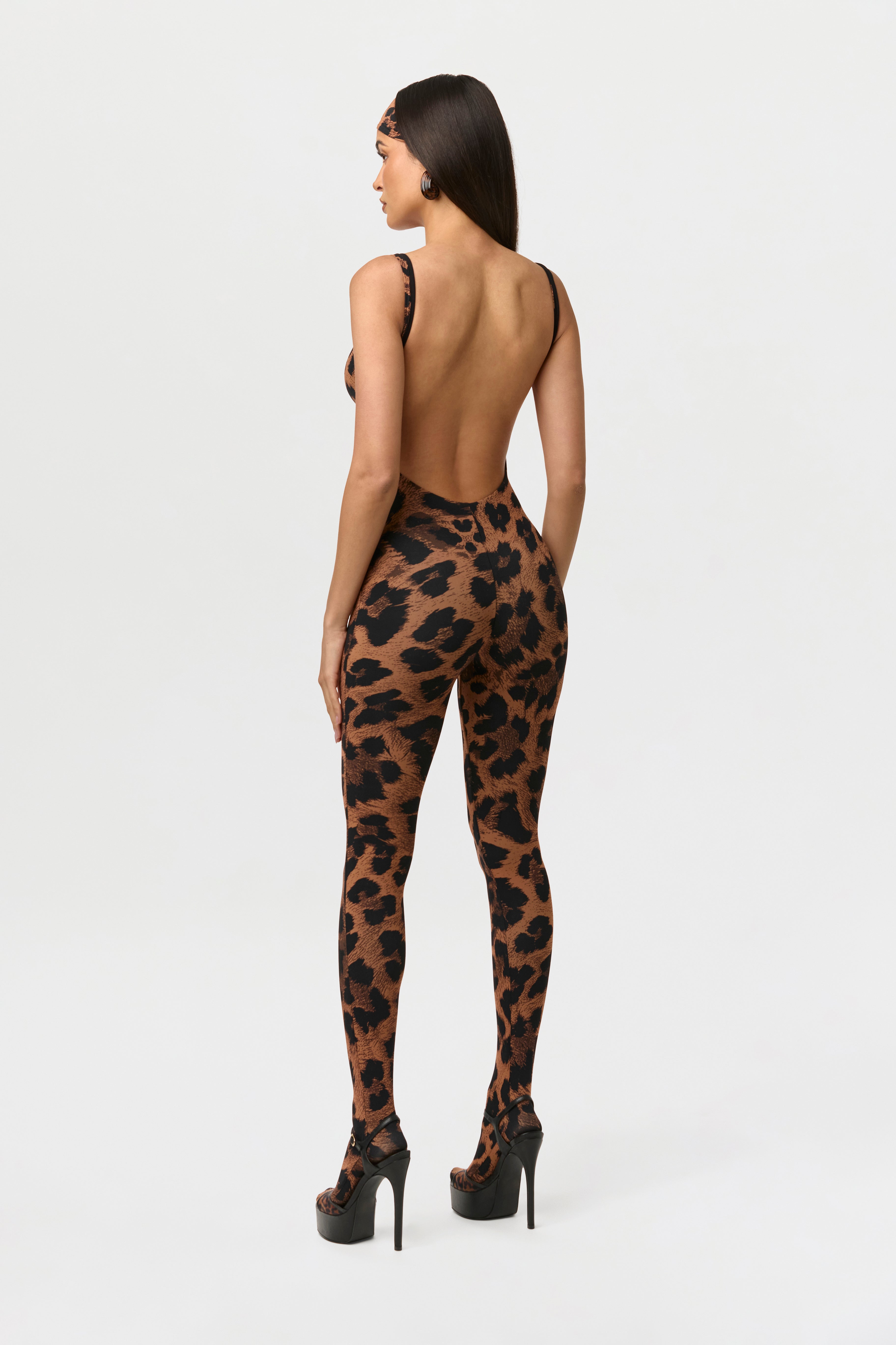 Naked Print Open Back Jumpsuit