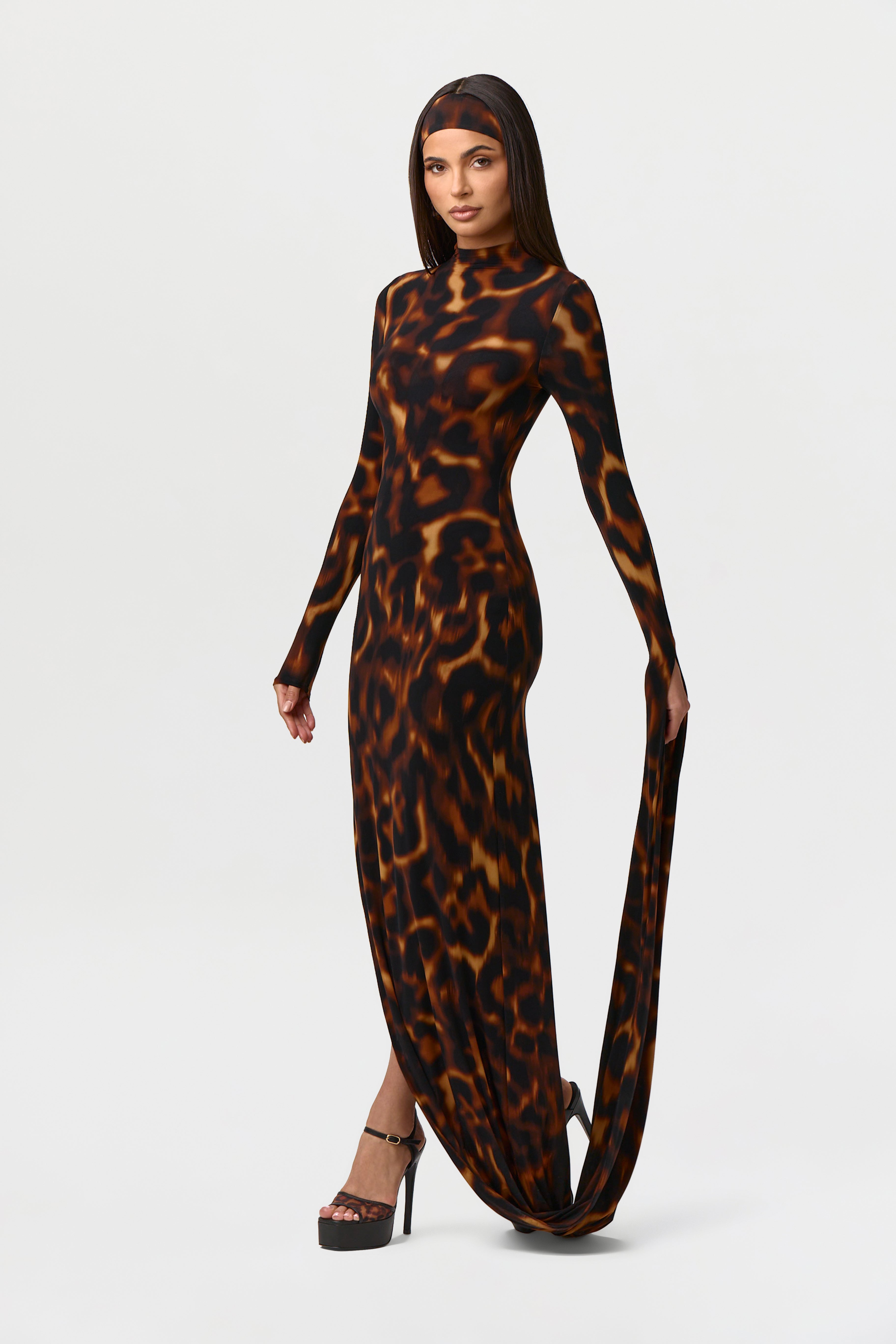 Bare Body Sleeve Drape Maxi Dress