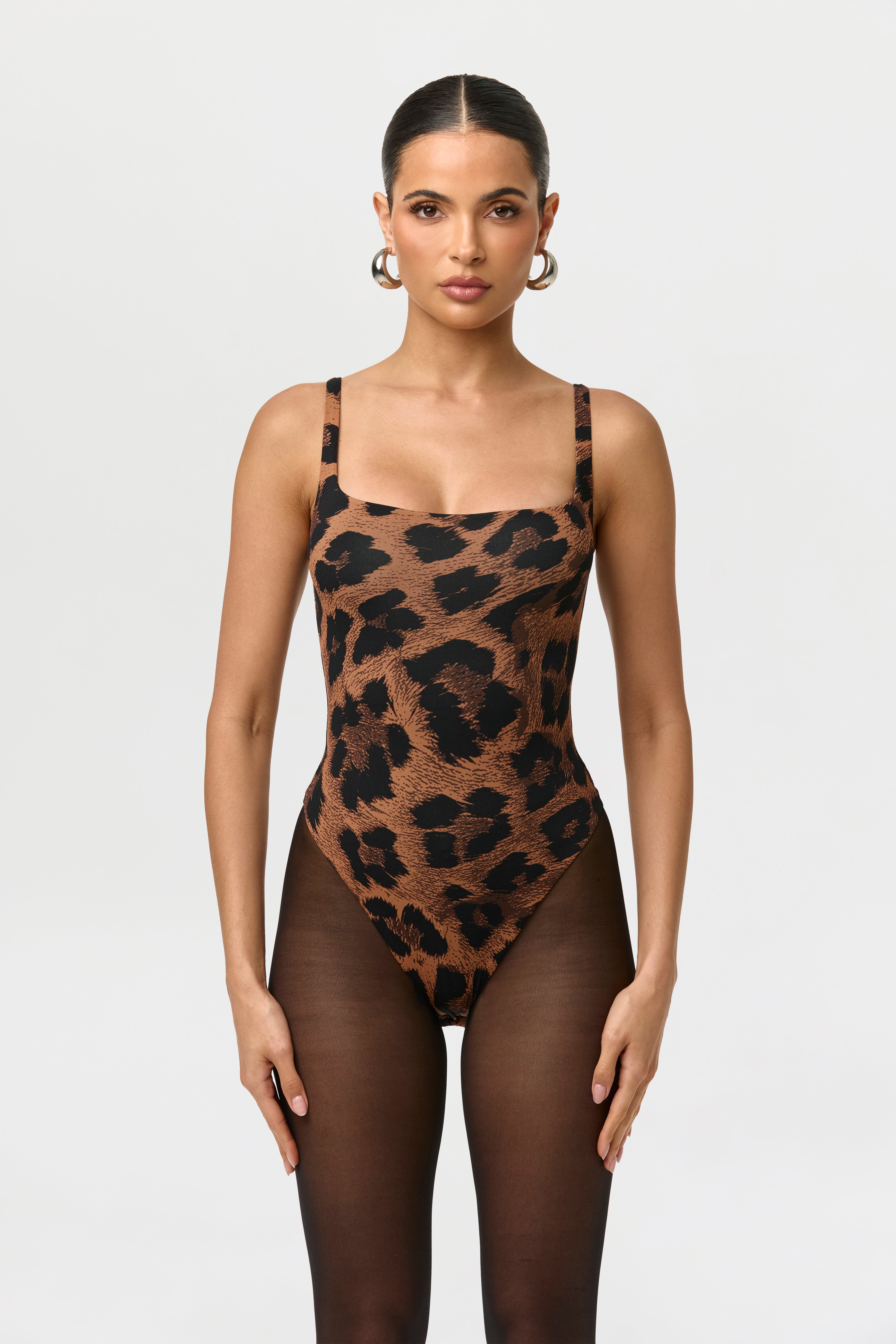 Naked Print Scoop Tank Bodysuit