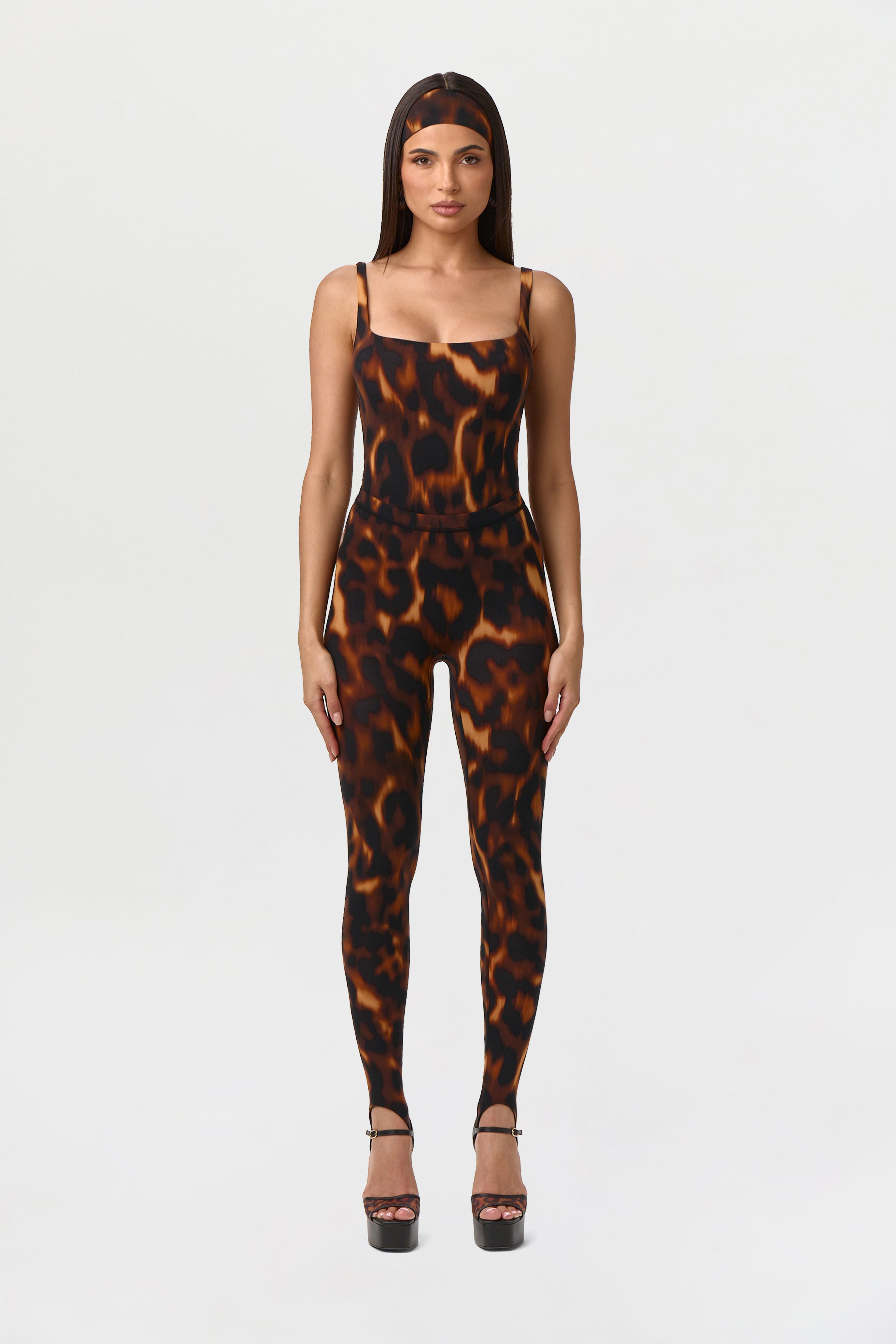 Naked Print Scoop Tank Bodysuit