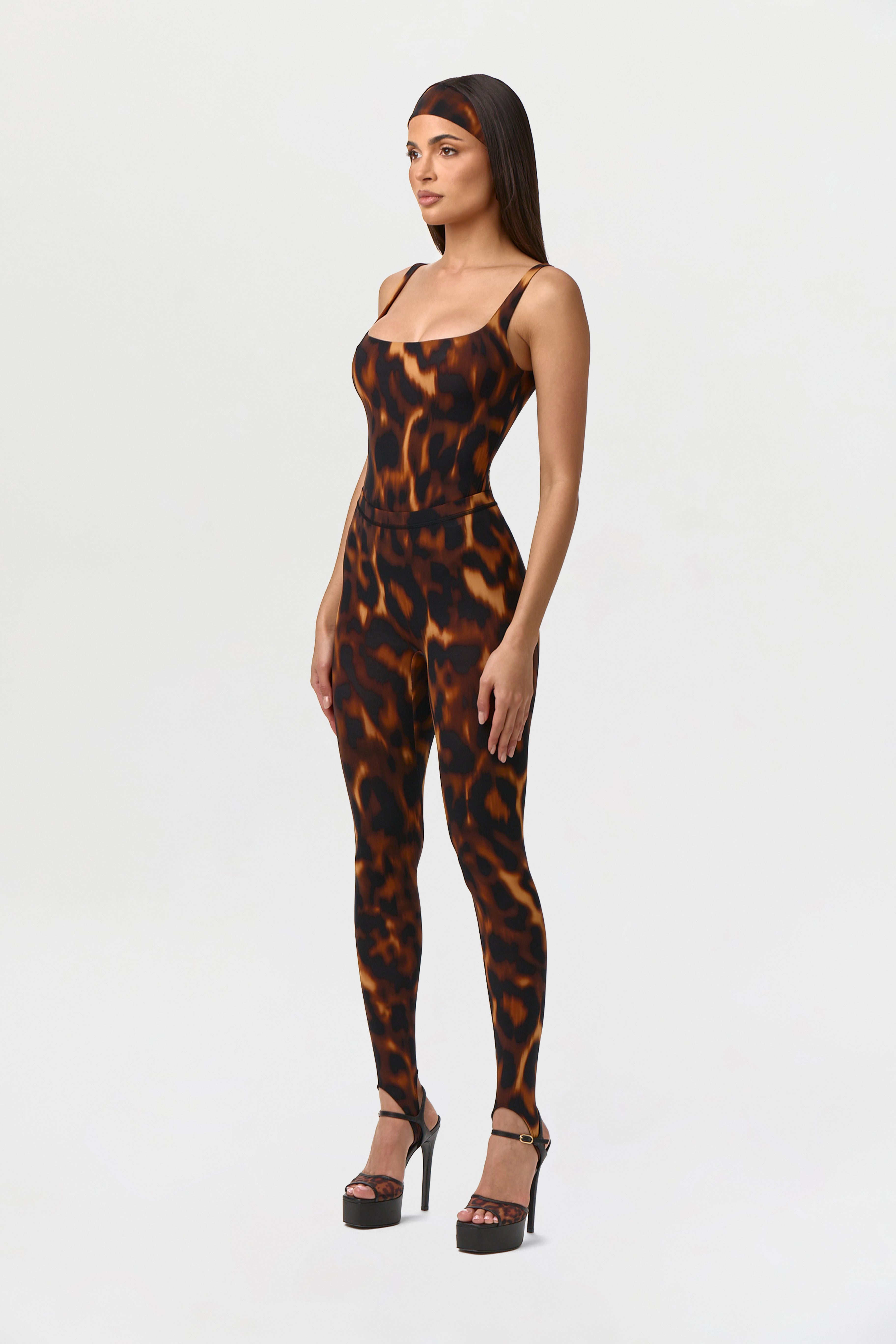 Naked Print Scoop Tank Bodysuit