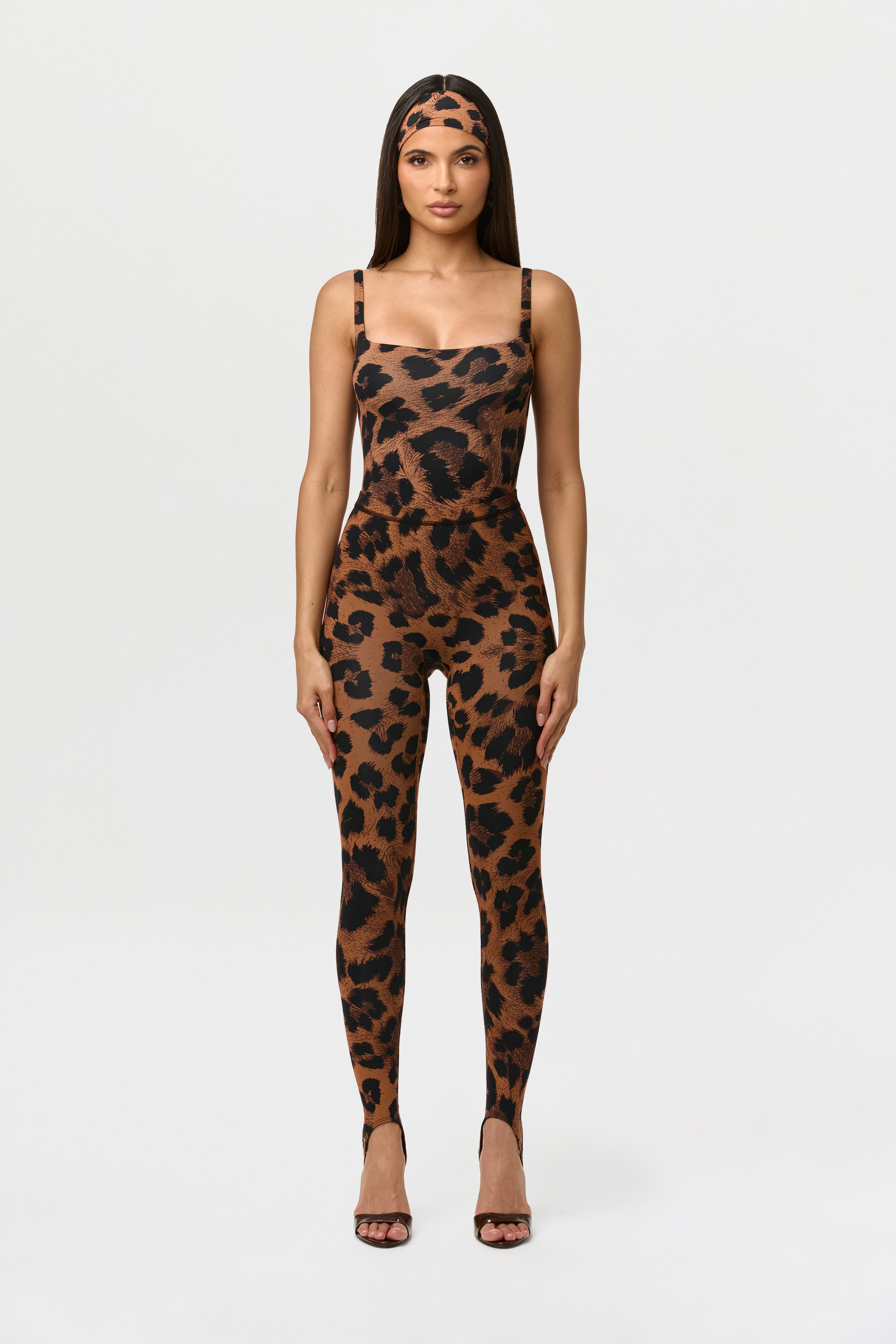 Naked Print Scoop Tank Bodysuit
