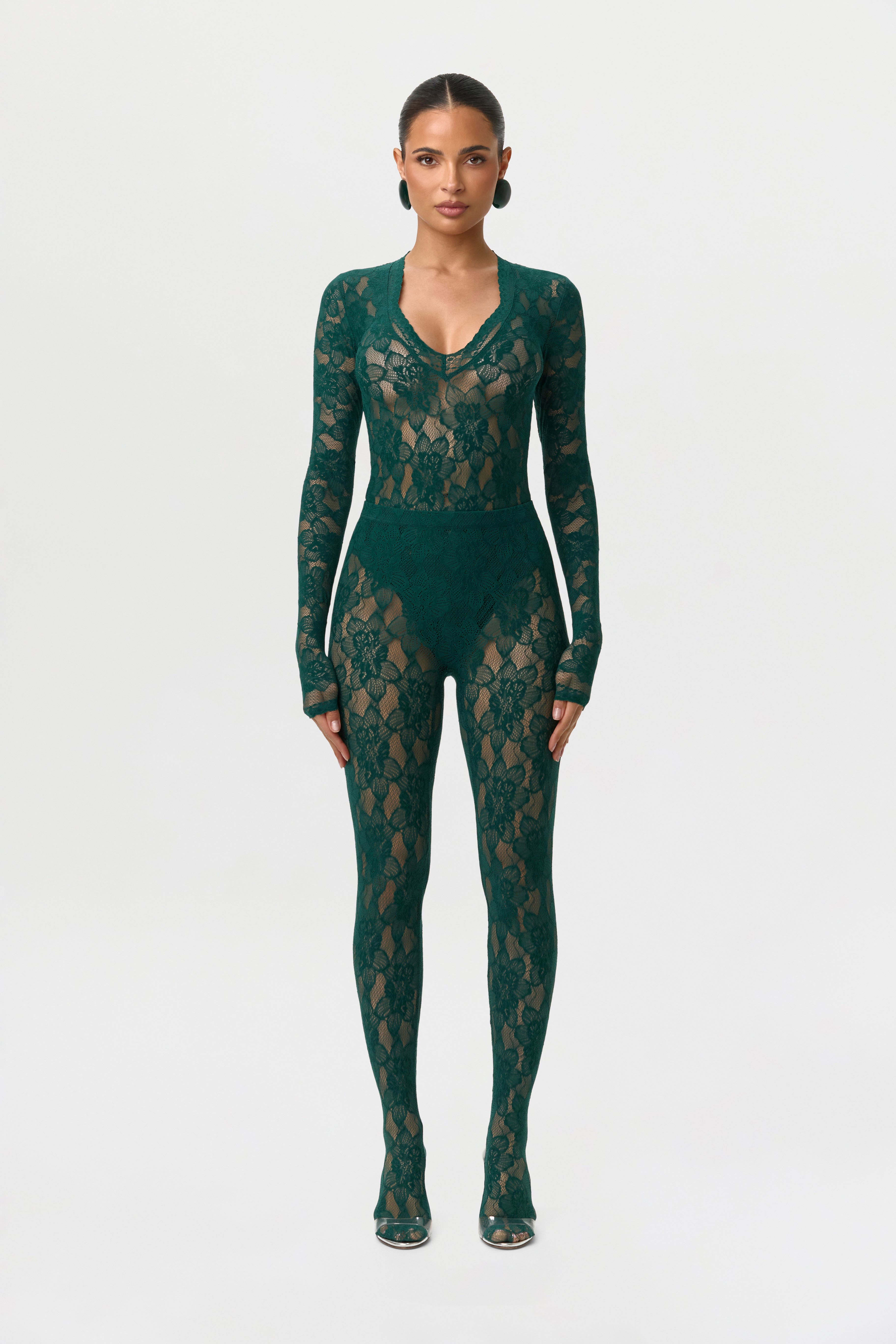Stretch Lace V-Neck Bodysuit
