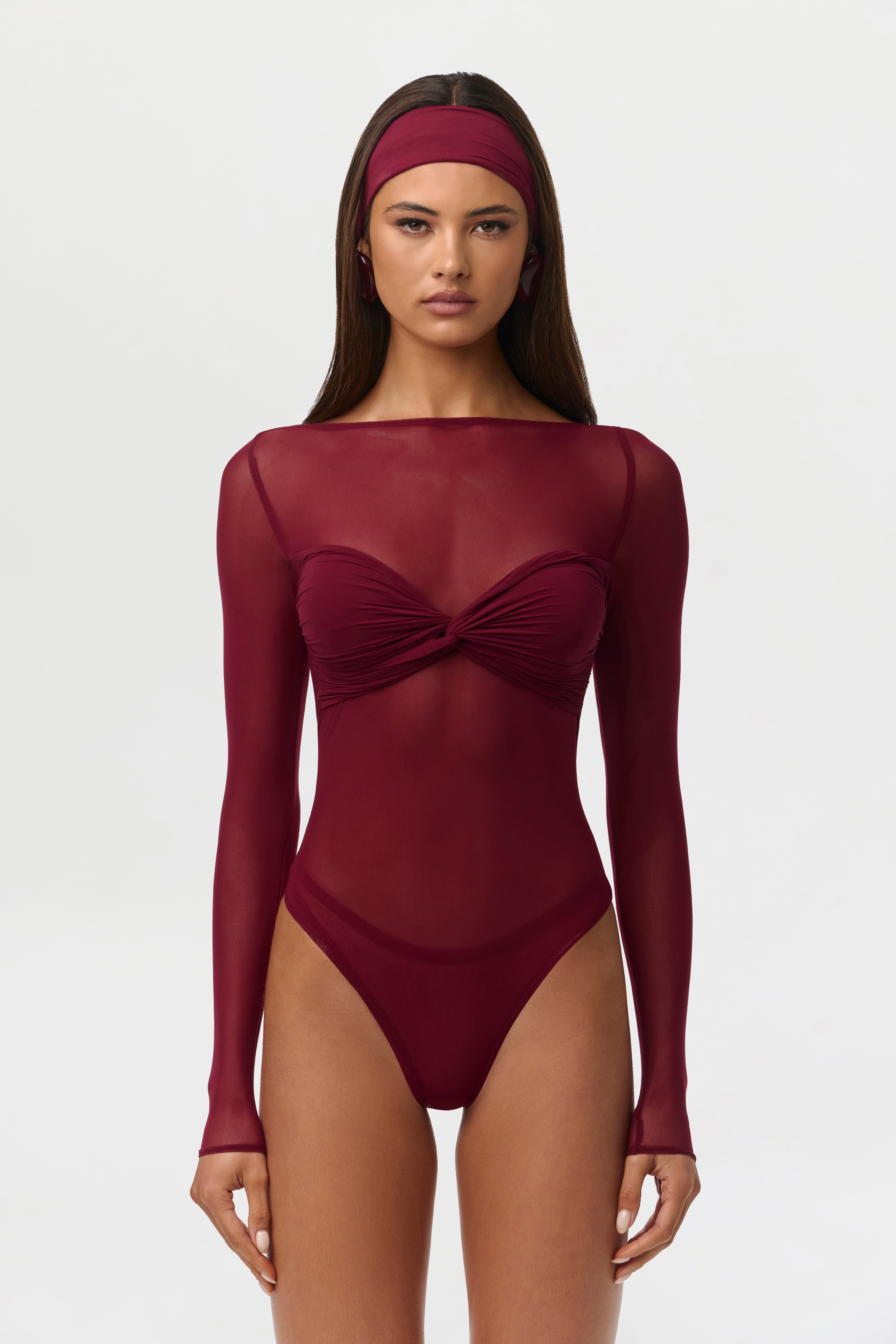 Naked Mesh Boatneck Bodysuit