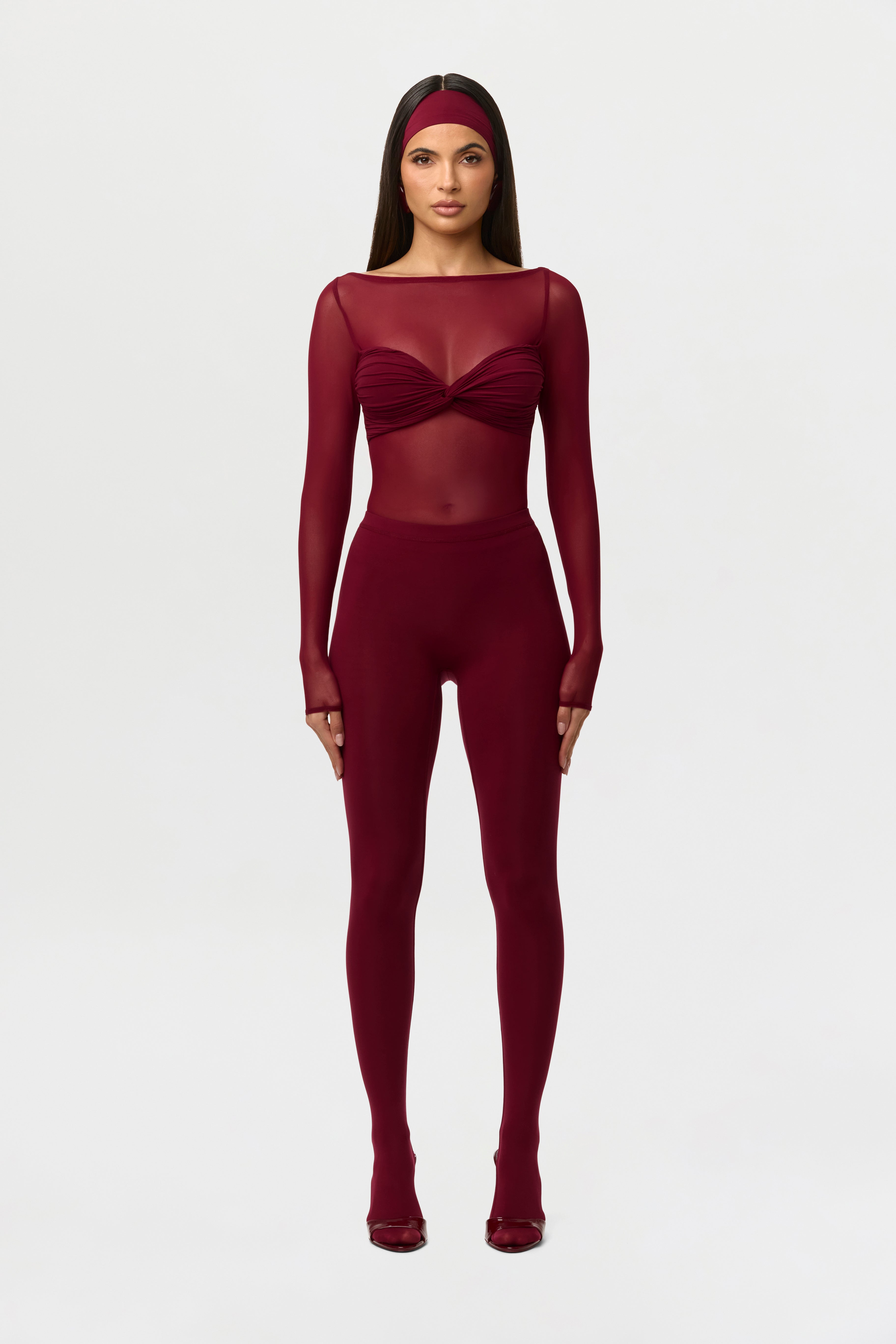 Naked Mesh Boatneck Bodysuit