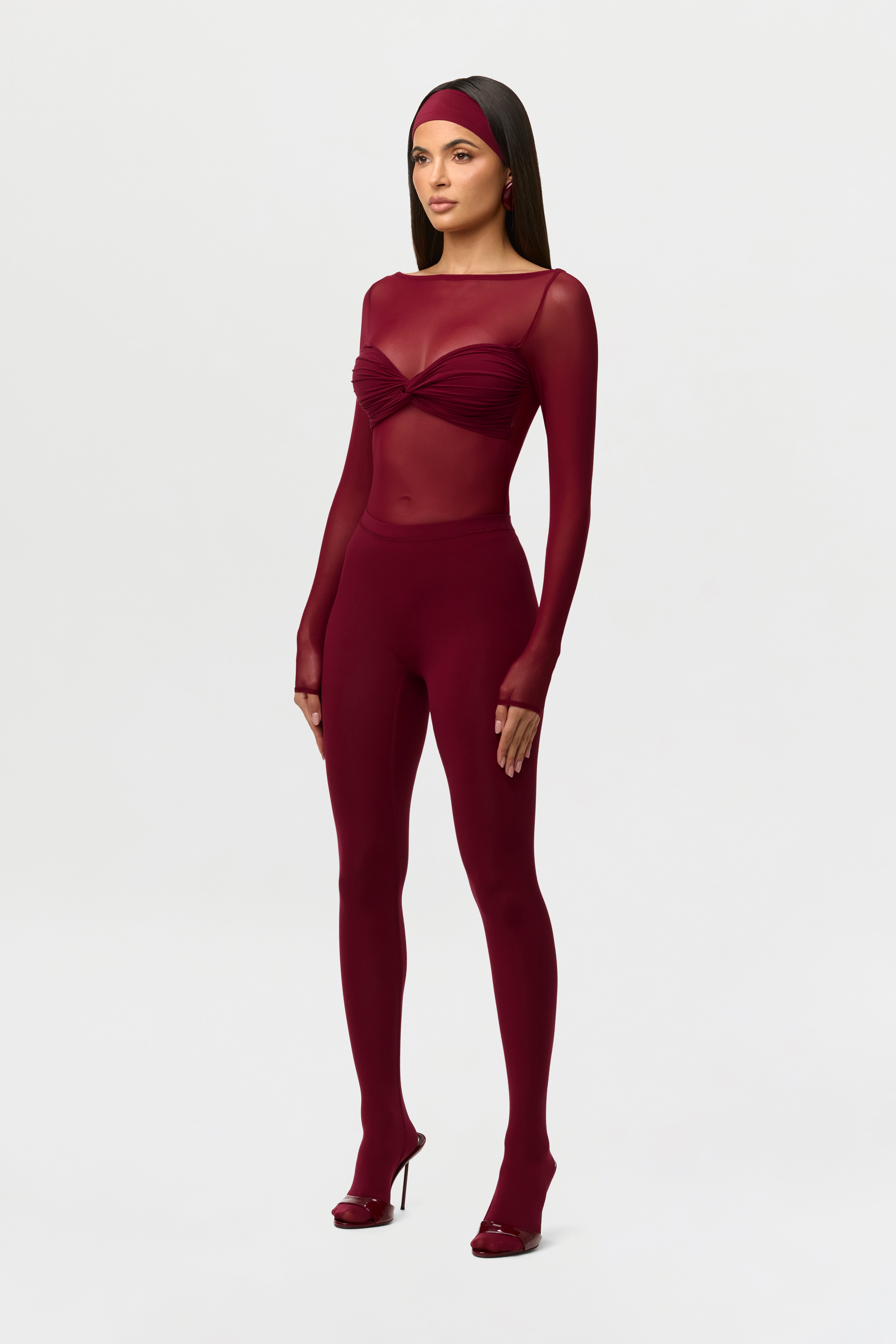 Naked Mesh Boatneck Bodysuit