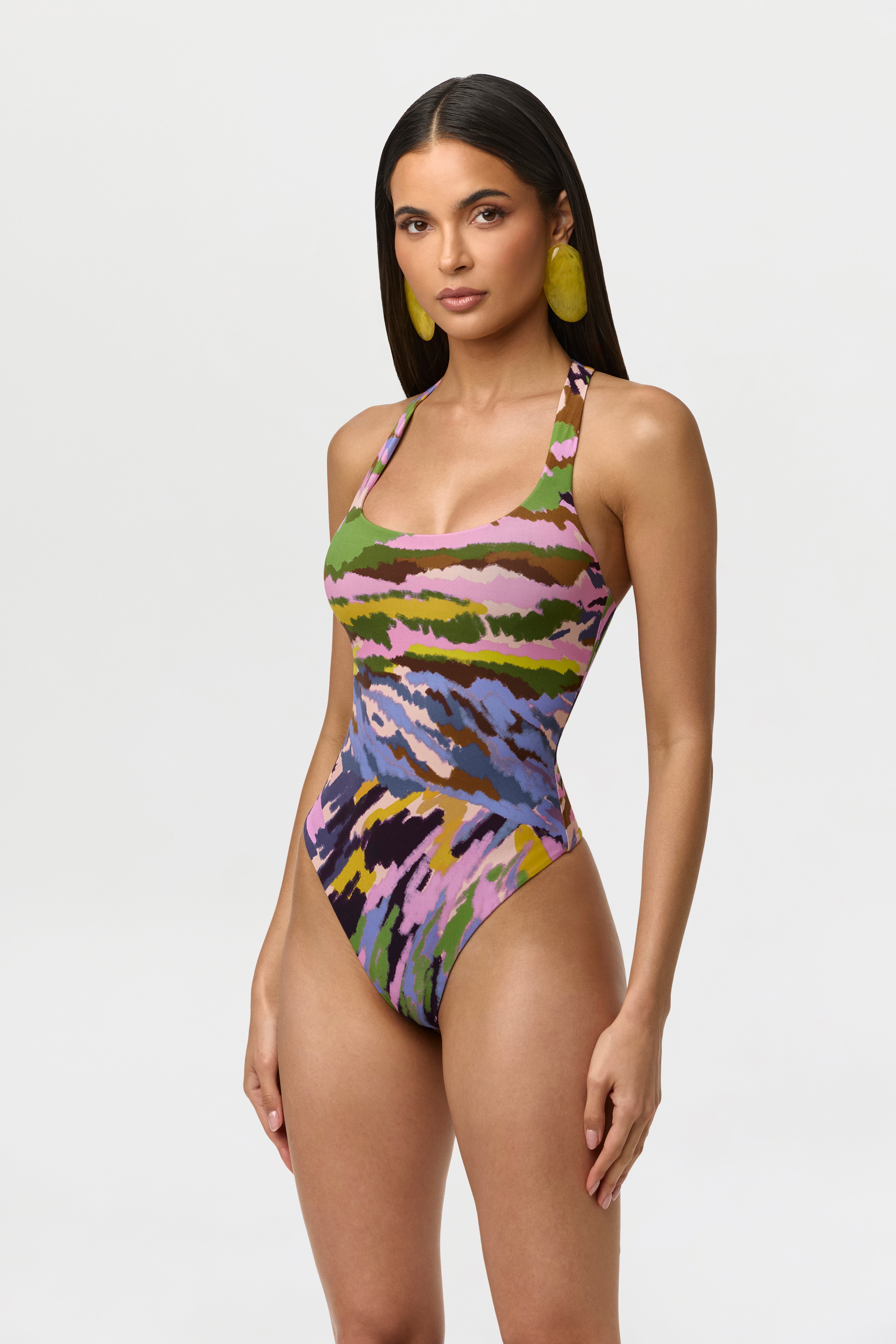 Naked Print Racerback Scoop Tank Bodysuit