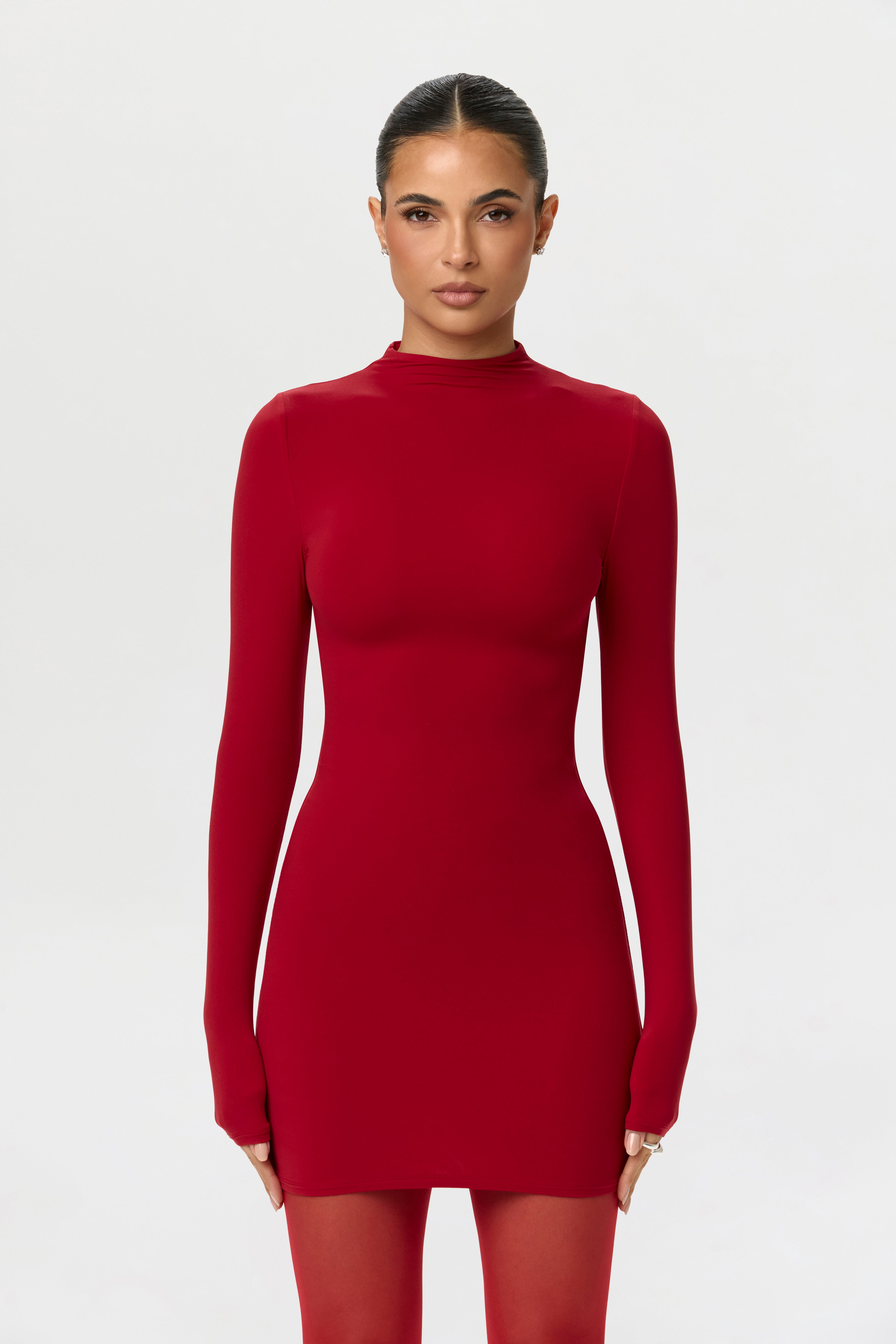 Naked Mock Neck Mini Dress