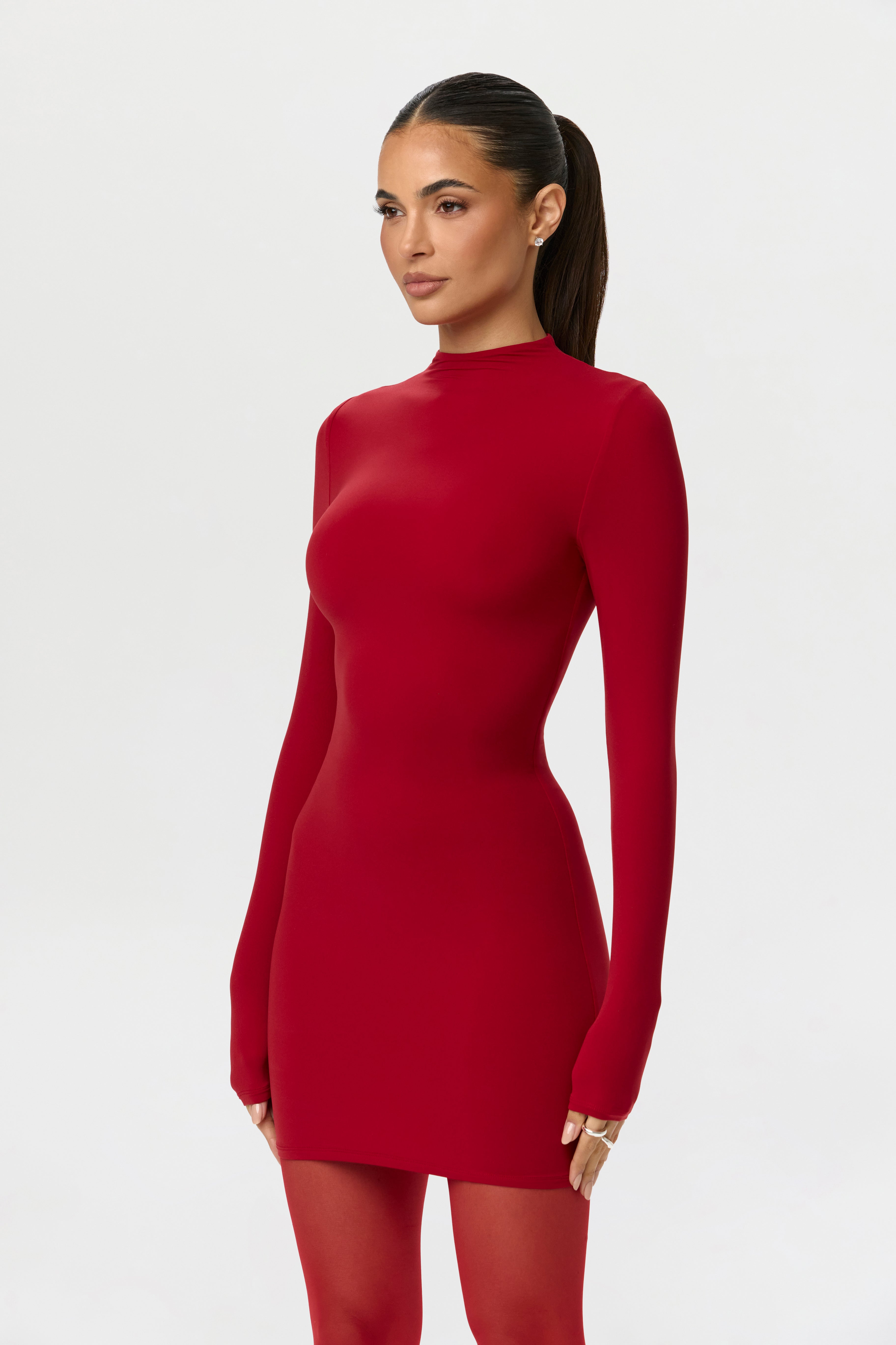 Naked Mock Neck Mini Dress