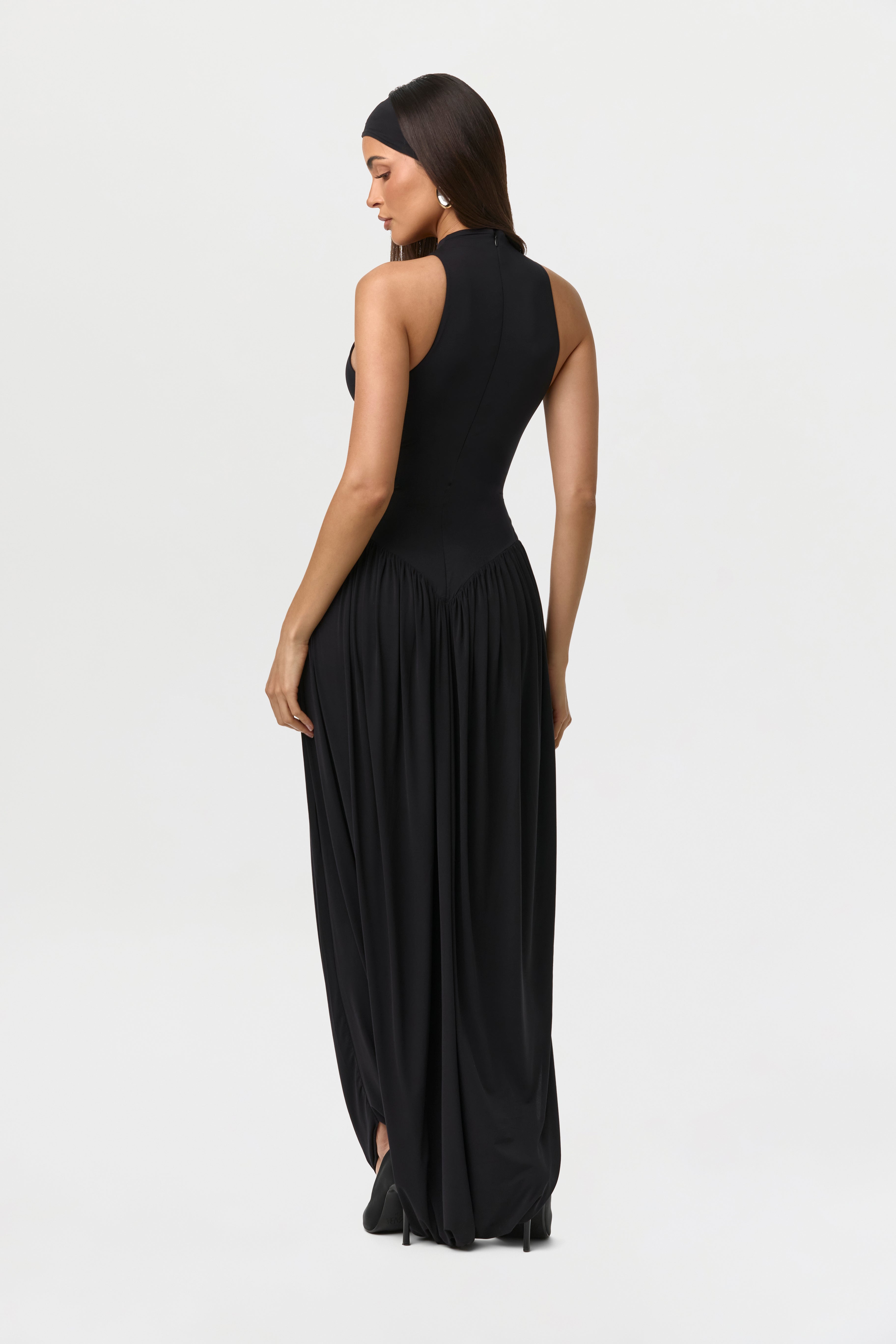 Naked Sleeveless Draped Midi Dress