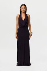 Smooth Plunge Halter Maxi Dress
