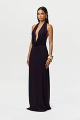 Smooth Plunge Halter Maxi Dress