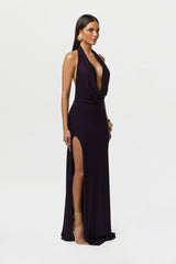 Smooth Plunge Halter Maxi Dress