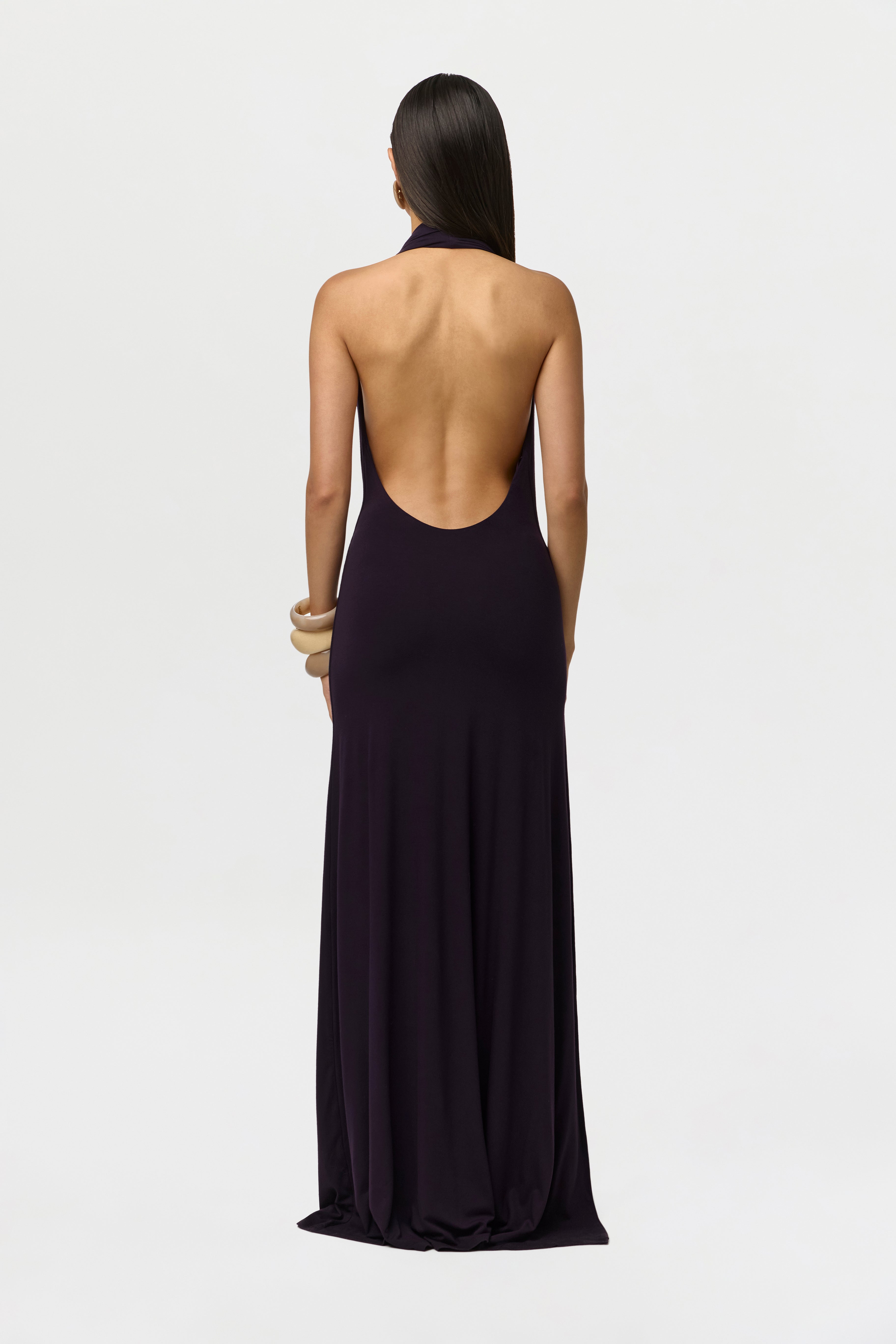 Smooth Plunge Halter Maxi Dress