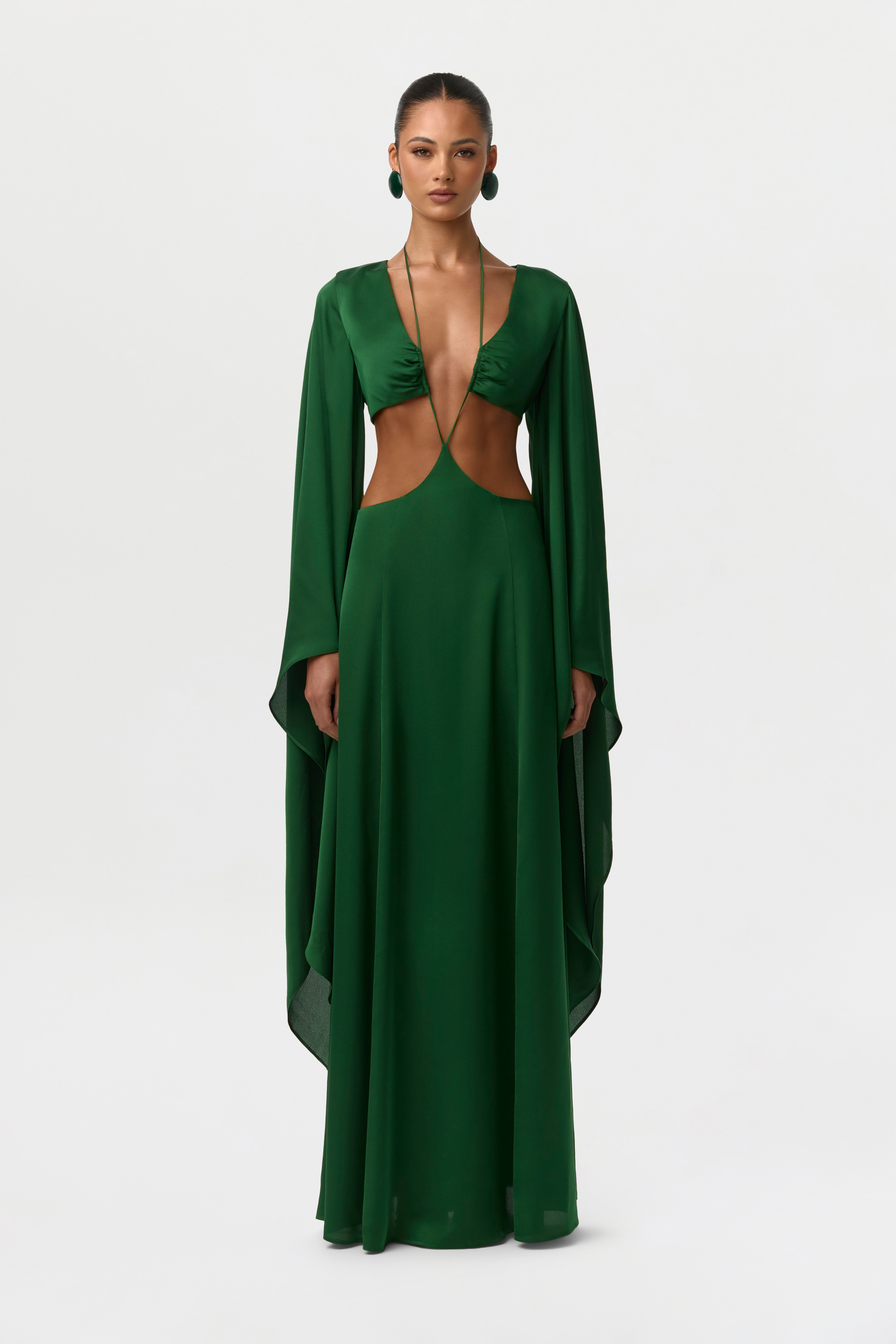 Satin Cutout Maxi Dress