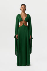 Satin Cutout Maxi Dress