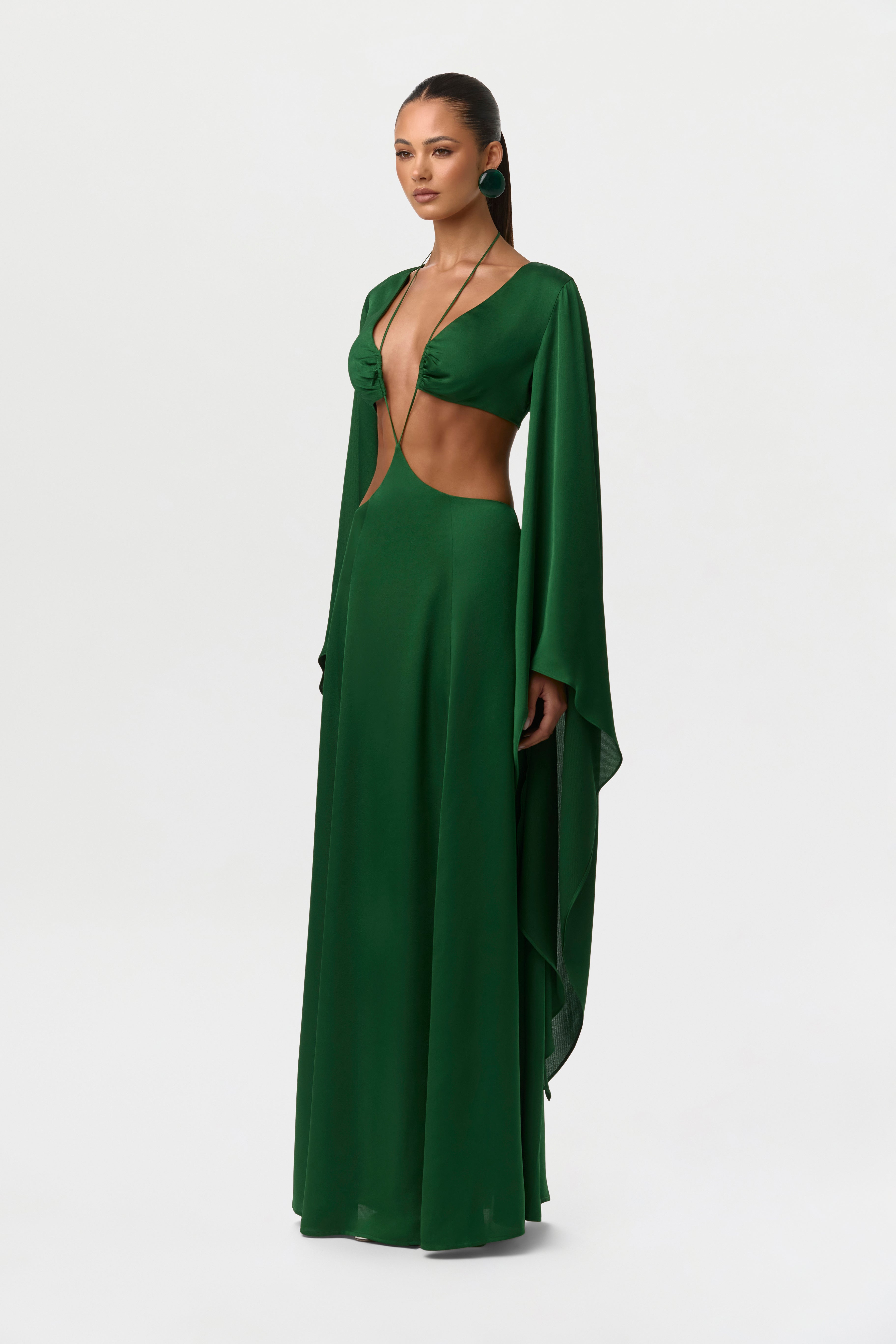 Satin Cutout Maxi Dress