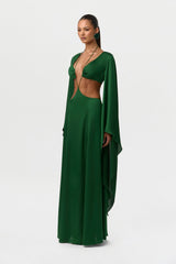 Satin Cutout Maxi Dress