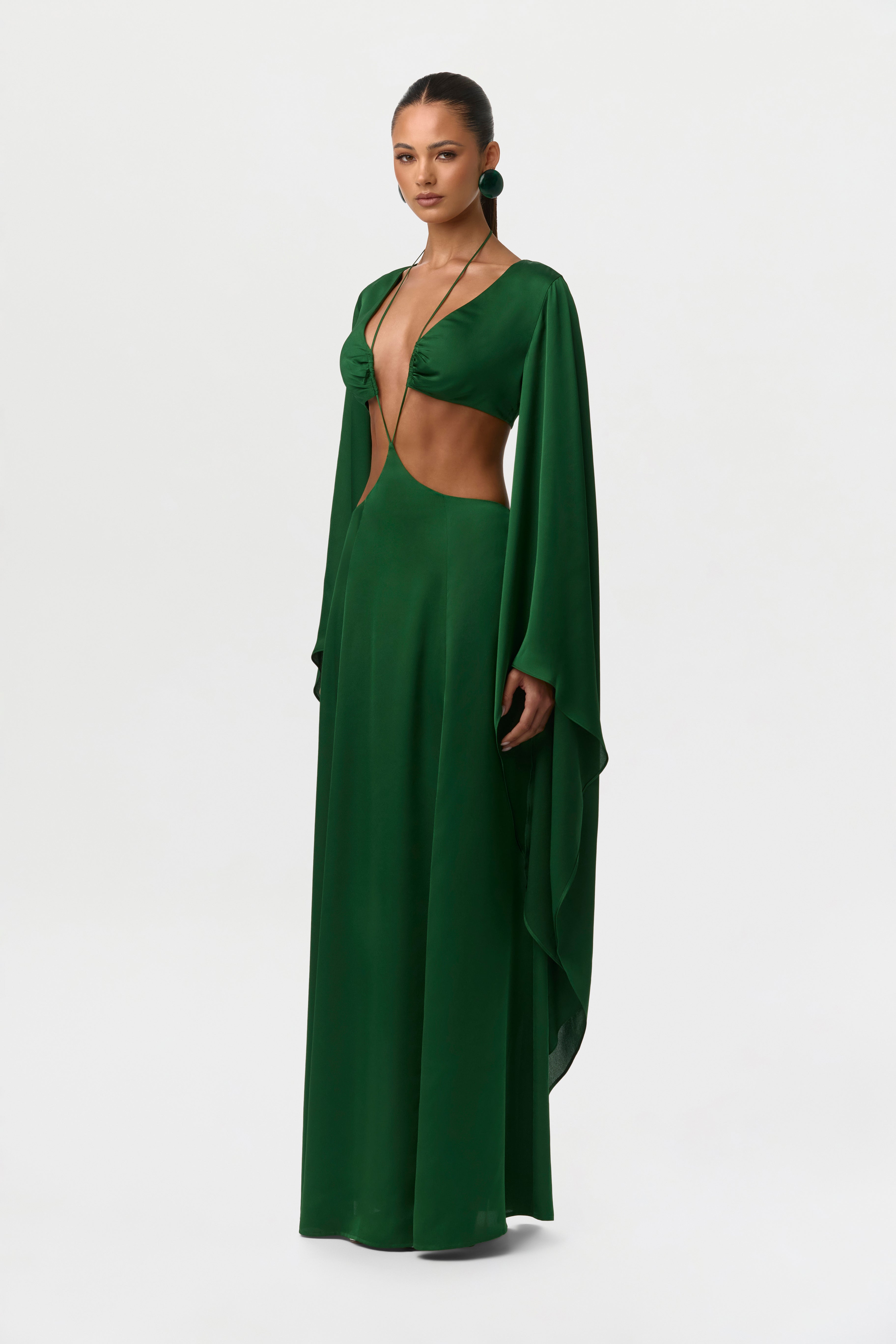 Satin Cutout Maxi Dress