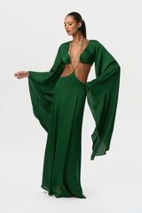 Satin Cutout Maxi Dress
