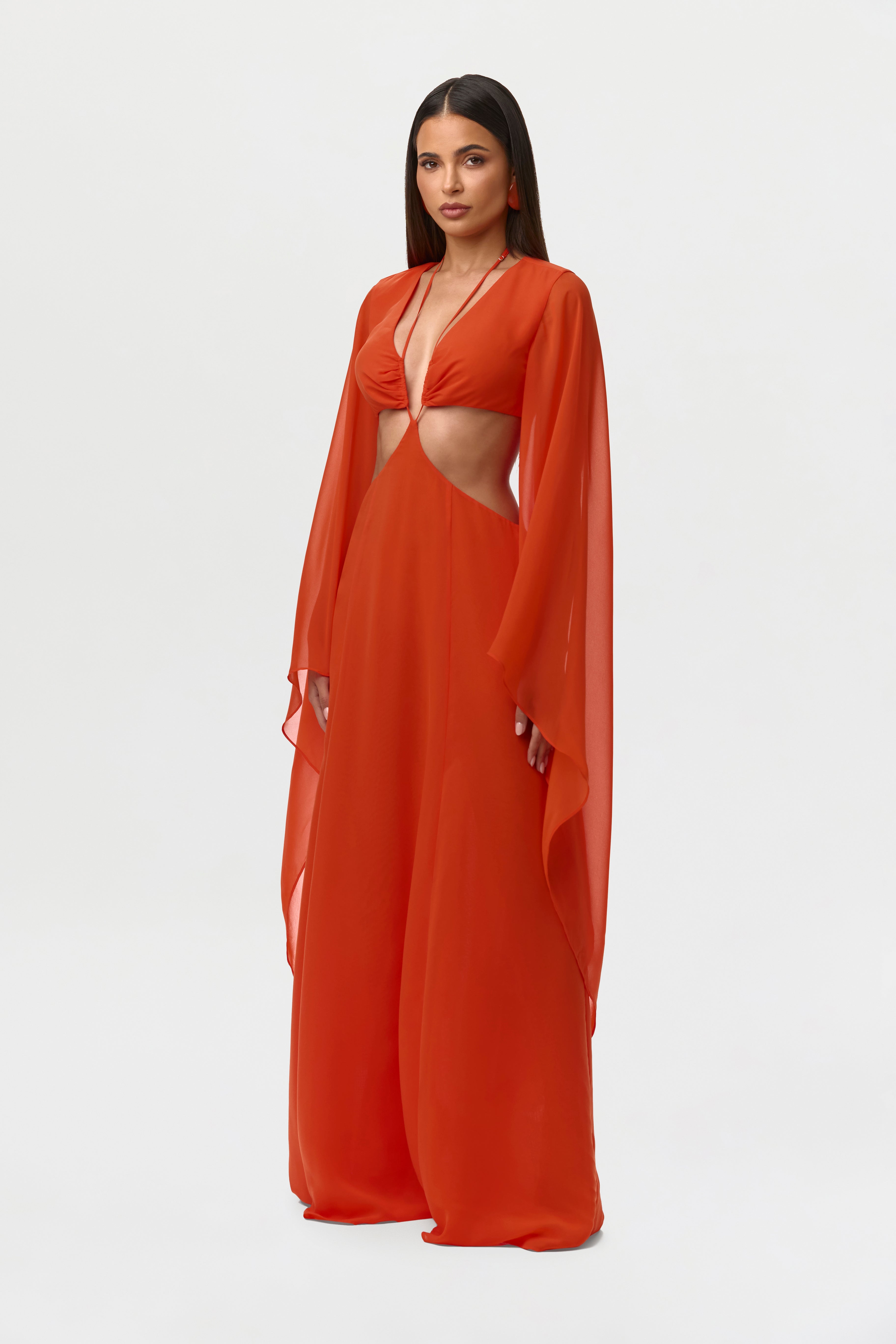 Chiffon Cutout Maxi Dress