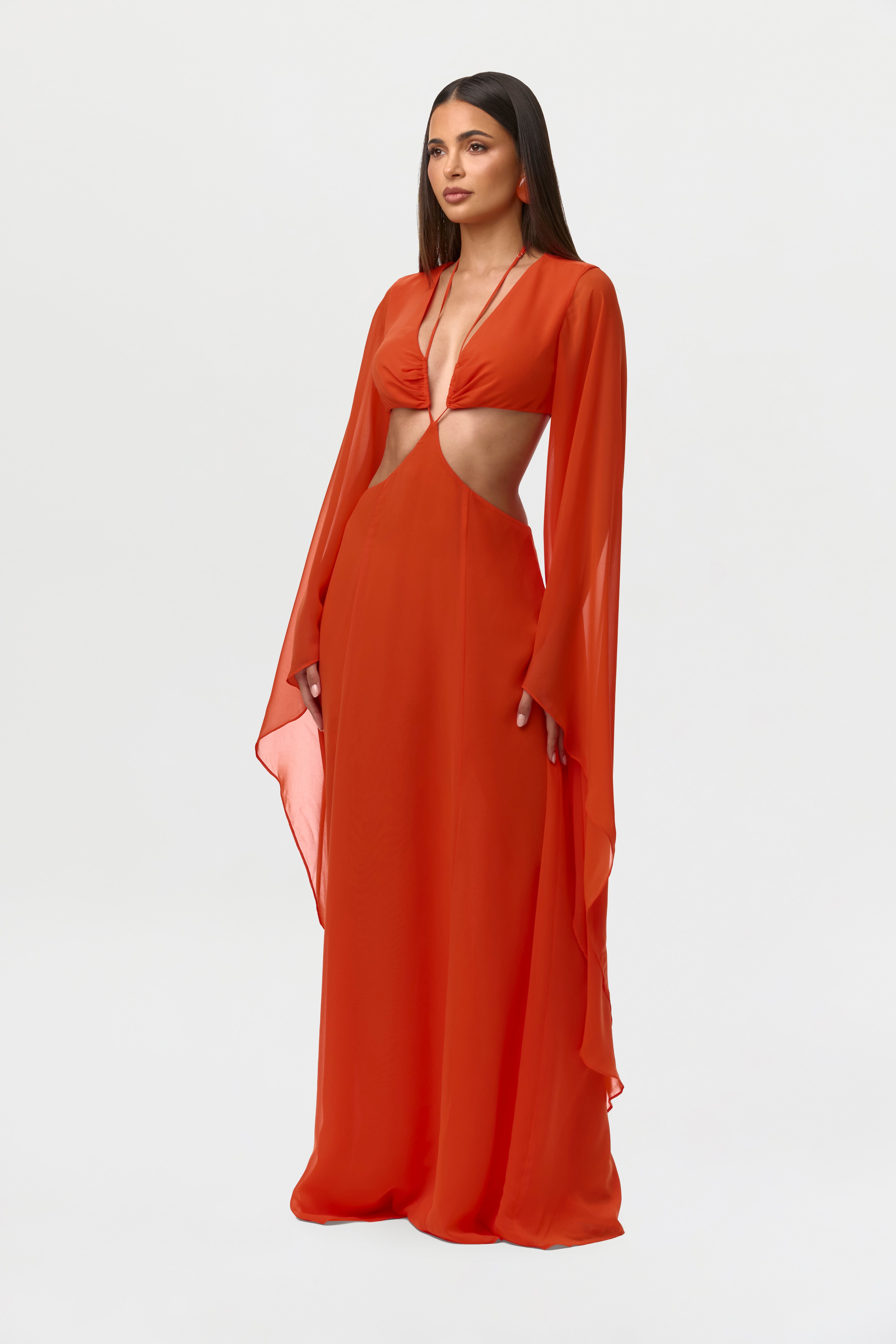Chiffon Cutout Maxi Dress