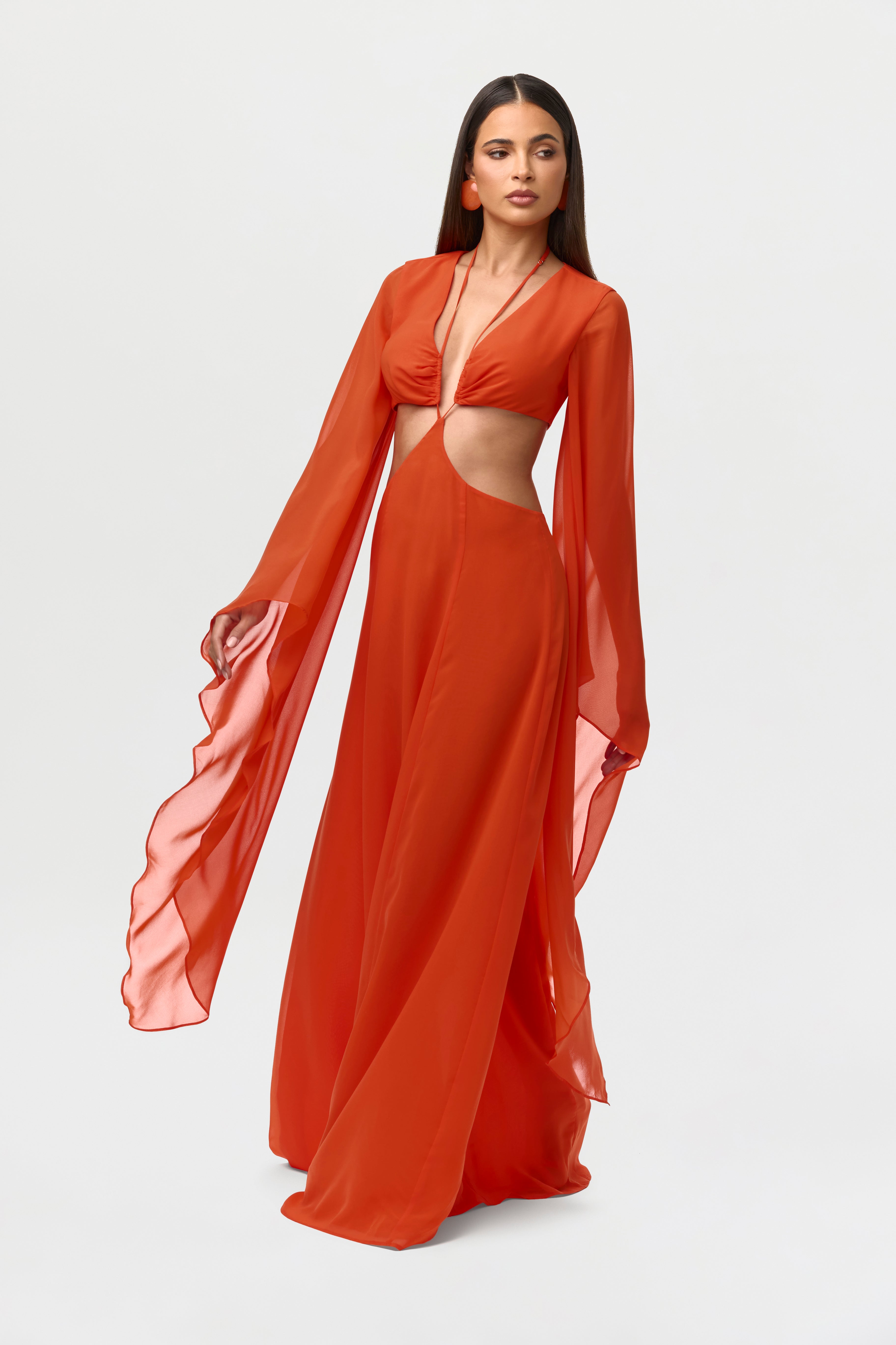 Chiffon Cutout Maxi Dress