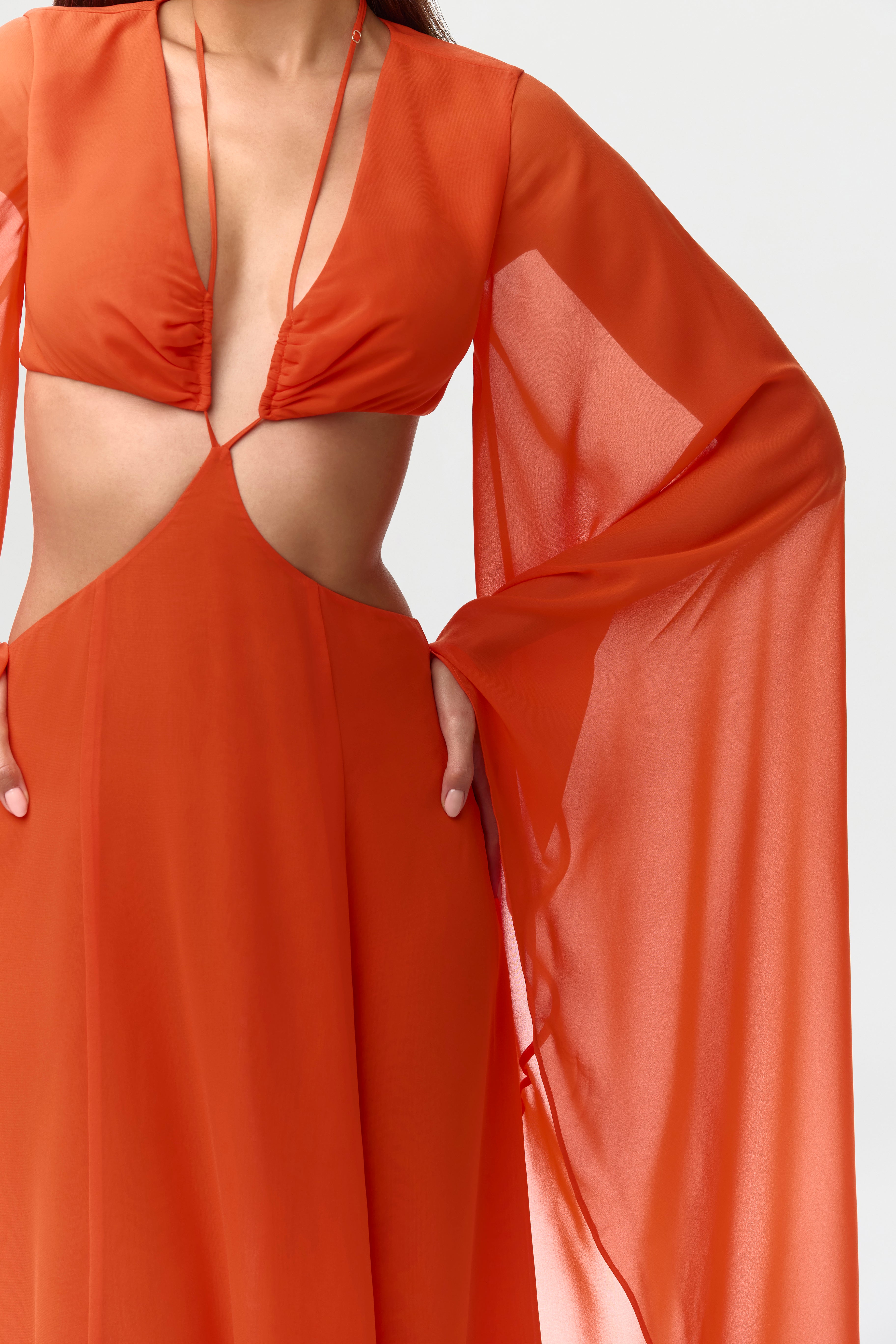 Chiffon Cutout Maxi Dress