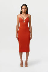 Crepe Keyhole Open Back Dress