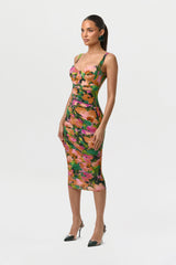 Naked Print Ruched Open Back Dress